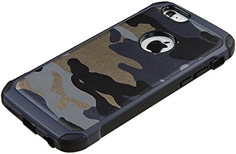 iPhone 6 case,iPhone 6s case Defender Shockproof Drop proof High Impact Armor Plastic and Leather TPU Hybrid Rugged Camouflage Case for Apple iPhone 6/6S - Camo Blue (4.7-inch)