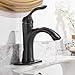 Homevacious Bathroom Sink Faucet Single Handle Oil Rubbed Bronze Bath Stream Lavatory Vanity One Hole Lever Basin Mixer Tap Deck Mount Low-Arc Long Spout Commercial Supply Hose Lead-Free