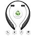 [Newest Design] Pkman Foldable Wireless Bluetooth Headphones, Neckband Sport Sweatproof Earphone,Retractable Earbuds,Stereo HI-Fi Sound,Noise Cancelling Headsets For IPhone Android Cellphone (Black)