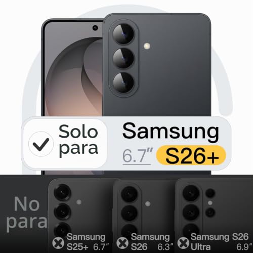 JETech Slim Magnetic Case for Galaxy S26 Plus, Non-Slip, Black | Compatible with MagSafe, Full Camera Lens Protection, Soft TPU Case, Anti-Shock