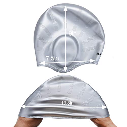 Msicyness Swim Cap Cover Ears for Long Hair 100% Silicone Swimming Hat Unisex Adult Kids Swimming Pool Caps Reduce Water Intake Makes Your Hair Clean - Thumbnail 4