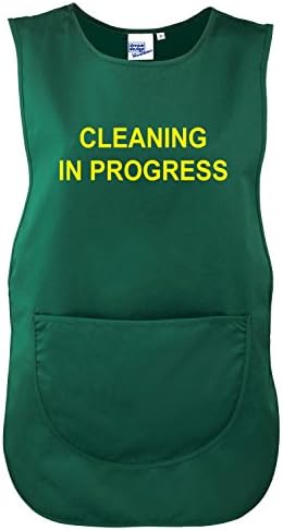 Workwear World WW173 'Cleaning in Progress' Front/Back Printed Text Cleaning Housekeeping Tabard in Green