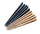 Set of 10 Wooden Hair Sticks, Six Inches Long, Mixed Colors 5 Black / 5 Brown