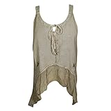 Mogul Interior Womens Sexy Beige Tank Top Front tei Comfy Spaghetti Strap TOP M