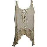 Roxy Women's Sexy Tank Top Sleeveless Uneven Hem Flowy Blouse Tops X-S