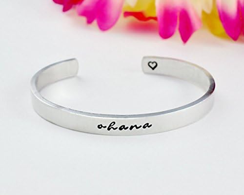 ohana - Hand Stamped Aluminum, Copper or Brass Cuff Bracelet, Gift for Her &Him, Couples Mother Father Daughter Sisters Best Friends, Birthday Valentines Anniversary Christmas