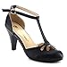 Chase & Chloe New Kimmy-36 Women's Teardrop Cut Out T-Strap Mid Heel Dress Pumps