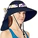 Women Sun Hat with Neck Flap Wide Brim | Ladies Outdoor Shade Hat for Summer, Hiking, Beach, Fishing, Travel, Gardening | UPF50+ Sun Protection - Navy