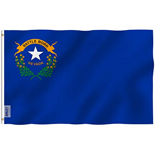 Anley Fly Breeze 3x5 Foot Nevada State Flag - Vivid Color and UV Fade Resistant - Canvas Header and Double Stitched - Nevada NV Flags Polyester with Brass Grommets 3 X 5 Ft