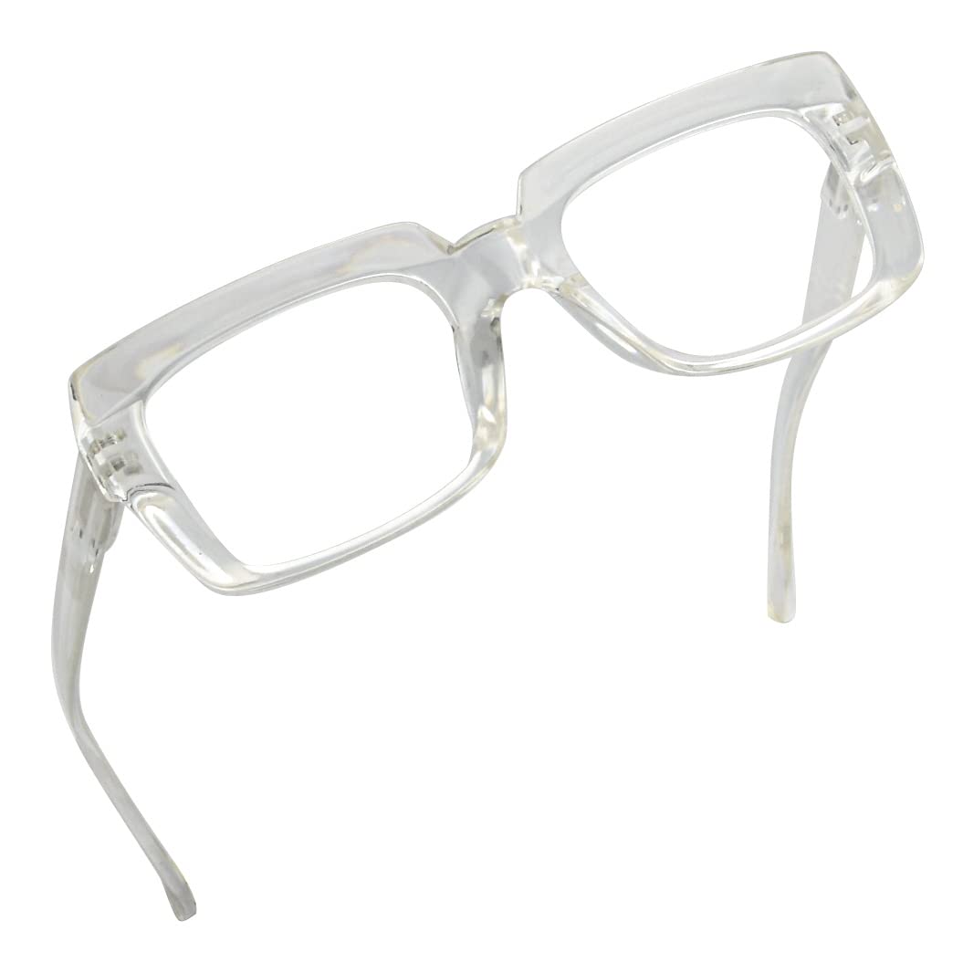 Eyekepper Stylish Reading Glasses Women - Oversized Square Readers Transparent +3.50