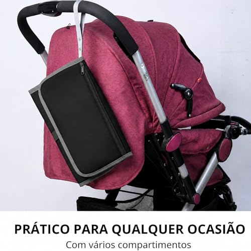 Trocador de Fraldas Portátil Premium Trocador Portátil para Meninas e Meninos Recém-nascidos de Bebê com bolso – Porta Fraldas Kit de Troca de Viagem à Prova d'água Textil (Azul)