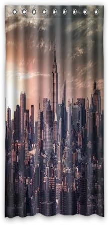 Shading Blackout Thermal Insulation Window Curtains Custom New York City Skyline Window Window Curtain 52" x 108" Inch - 1 Piece