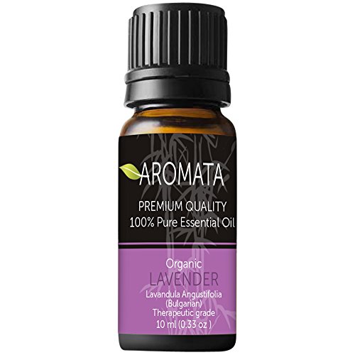 Organic 100% Pure Lavender Essential Oil (Bulgarian) by AROMATA -- Enjoy the soothing, therapeutic health benefits of this premium-quality, undiluted, therapeutic-grade lavender oil (10ml)