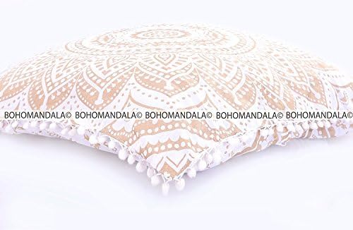 Gold Floor Cushion Cover Dog Pillow Mandala Design Bohemian Hippy Gypsy Cotton Collection By Bohomandala