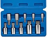 Neiko 10056A XZN Triple Square Spline Bit Socket Set, S2 Steel | 10-Piece Set | Metric 4mm - 18mm
