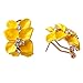 Navachi 18k Gold Plated Crystal Yellow Enamel Leaves Flower Omega Earrings