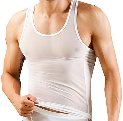 GuPoBoU168 Mens Sheer See-Through Gauze Tank Tops