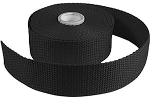 Polypropylene 1 1/4 Inch Webbing Strap,HipGirl Black Webbing 1.25 Inch,10 Yards for Craft, DIY Key Chain Fob,Yoga Strap,Bag Handle,Backpack Strap,Webbing Belt,Dog Collar Leash.Lawn Chair Webbing