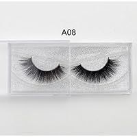 Mink Lashes 3D Mink False Eyelashes Long Lasting Lashes Natural & Lightweight Mink Eyelashes 1 pair Glitter Packaging (A08)