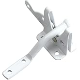 Richelieu Steel Self Locking Gate Latch for Gates and Fences, White | Reversible, For Outdoor Use, Screws Included