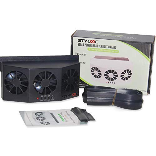 STYLOOC Solar Powered Car Window Windshield Auto Air Vent Fan Auto Ventilator System,Exhaust Fan Vehicle Radiator Vent with Ventilation(Black) - Thumbnail 6