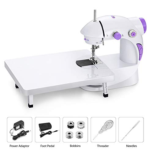 Joypea Mini Portable Sewing Machine with Extension Table,Adjustable Double Speed Crafting Mending Machine with Foot Pedal,for Household Kids Beginners - Thumbnail 5
