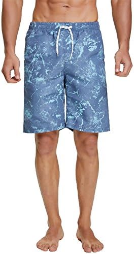 nuosife Men Swim Trunks Quick Dry Marble Printed Board Shorts Full Mesh Lining,Marble Printed,Medium