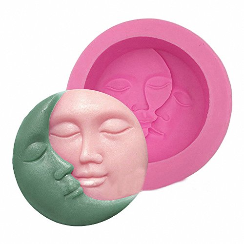 Sun and Moon Face Soap Mold - MoldFun Silicone Mold for Handmade Bath Bomb, Lotion Bar, Polymer Clay, Wax, Crayon