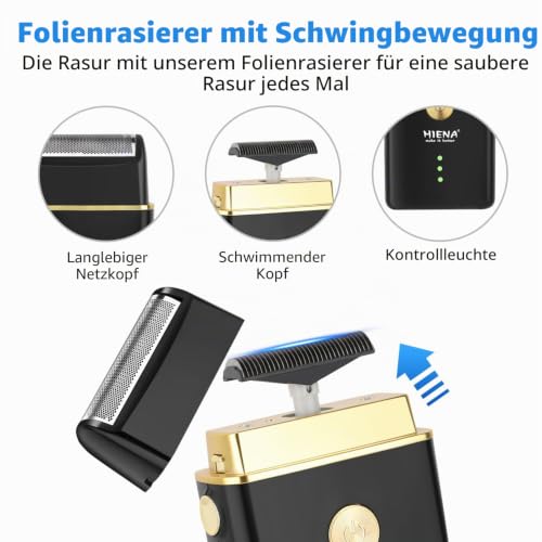 HIENA PRO Professional Hair Clipper for Men, Cordless Hair Clipper for Hairdressers Trimmer LED Haircut Kit with Foil Shaver Nose Trimmer