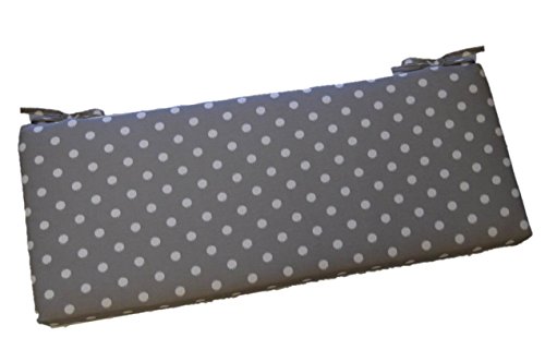 Indoor / Outdoor Gray / Grey and White Ikat Polka Dot 2" Thick Cushion with Ties for Bench ~ Swing ~ Glider, Choose Size (58" x 17")