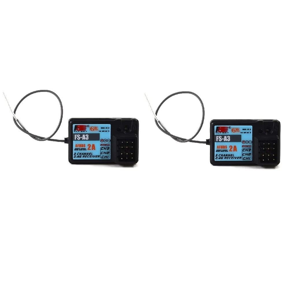 Poolda 2PCS Flysky FS-A3 2.4G 3CH Receiver for GT2E GT2G RC Transmitter RC Car Boat(Upgraded Waterproof)