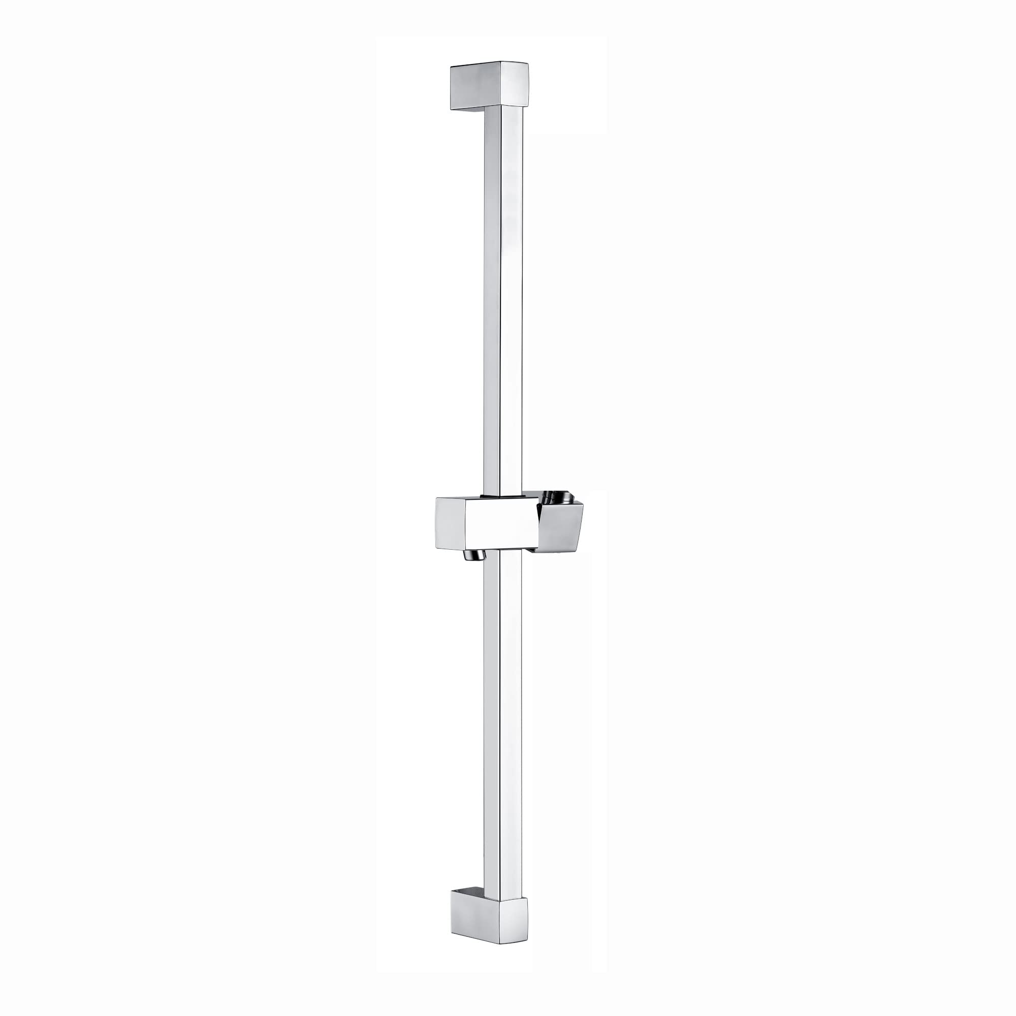 ENKI, S18, Square Shower Slider Rail Bar with Hand Shower Holder Chrome, Square Shower Riser Rail, Chrome