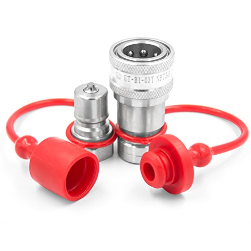3/8" NPT Thread ISO7241-B Hydraulic Quick Connect Coupler Set with Dust Caps