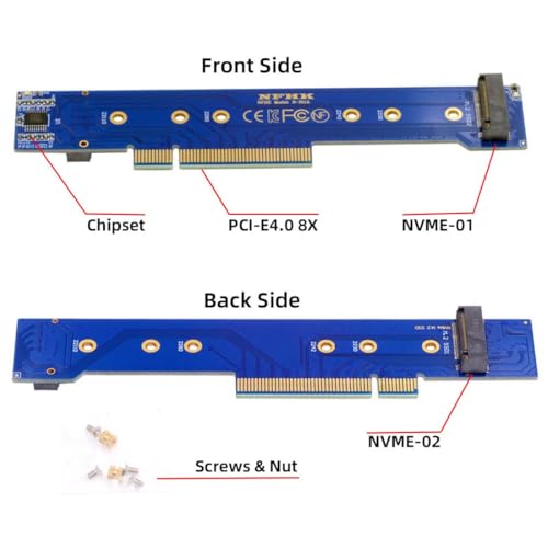 chenyang M.2 NVMe to PCIe 3.0/4.0 X8 Adapter Dual NVMe/AHCI SSD to PCI Express Gen4 Expansion Adapter