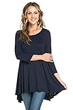 Frumos Womens Tunic Tops For Leggings Round Neck Top Navy X-Large