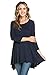 Frumos Womens Tunic Tops for Leggings Round Neck Top Navy 3X-Large