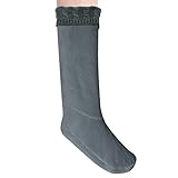 Anzermix Women's Fleece Cable Knitted Liners Rain Boot Socks (S, Gray)