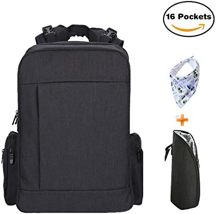 Backpack Diaper Bag GUHEE Smart Organizer Large Capacity with 16 Pockets Multi-Function Waterproof Travel Backpack Nappy Bags for Baby Care Unisex for Mom and Dad (Black)
