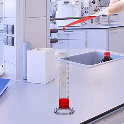 Glass Graduated Cylinder Set Thick Measuring Cylinders 5ml 10 ml 50ml 100ml with 2 Glass Stirring Rod and 1 Brush