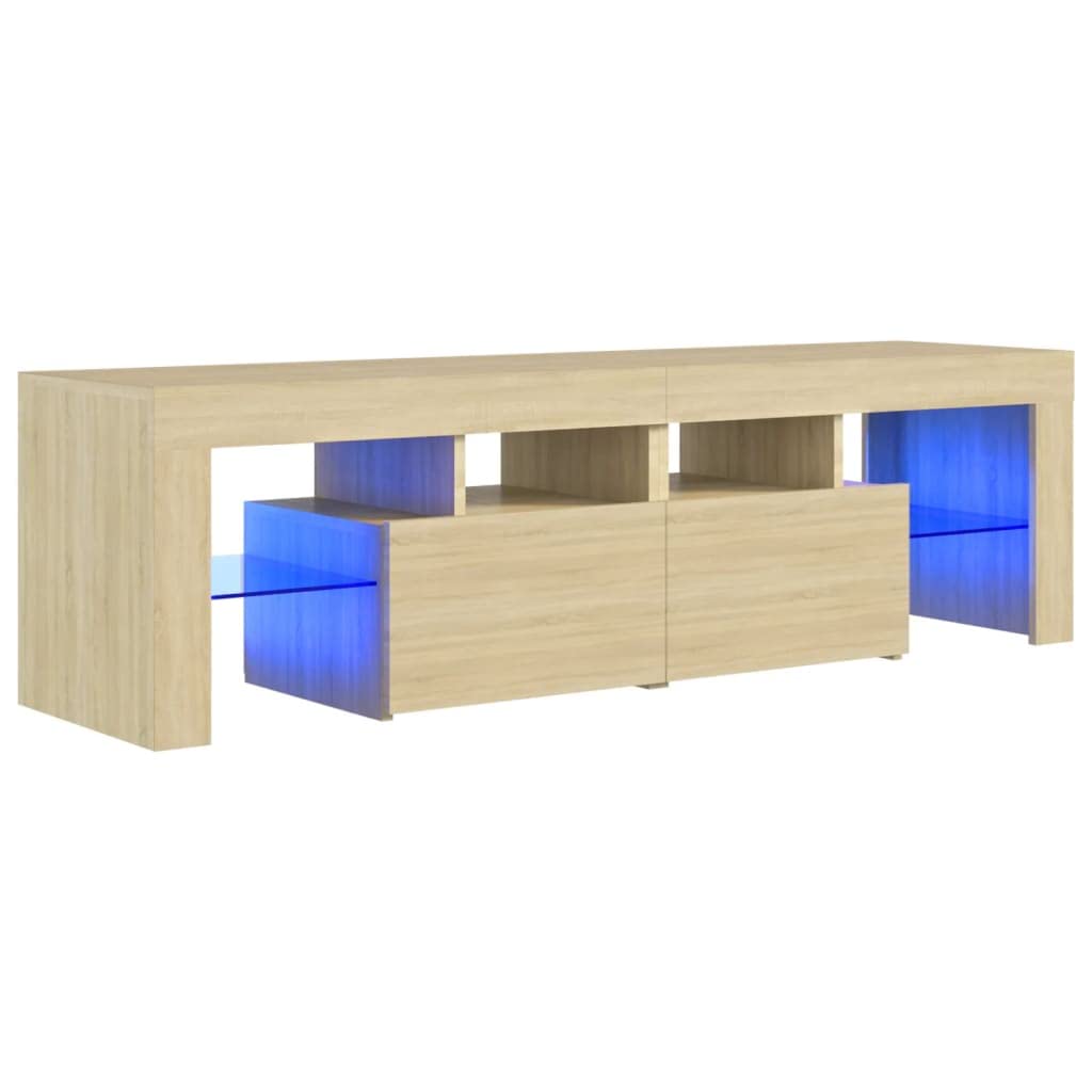 vidaXL-Armario-TV-con-Luces-LED-Soporte-Muebles-Aparador-Estante-Salon-Sala-de-Estar-Decoracion-Entretenimiento-Roble
