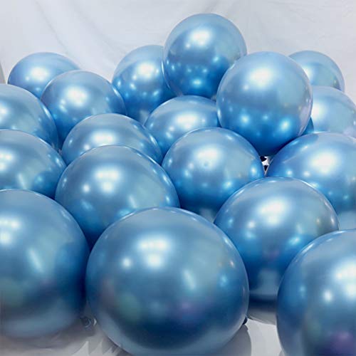 AULE 50 Pcs 12Inch Blue Metallic Chrome Helium Shiny Latex Thicken Balloons Wedding Birthday Baby Sh - //coolthings.us