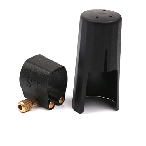 image for MagiDeal Plastic Clarinet Mouthpiece Cover Cap with PU Ligature Black