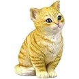 4.25 Inch Sitting Kitten Decorative Statue Figurine, Orange and White