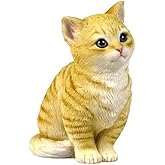4.25 Inch Sitting Kitten Decorative Statue Figurine, Orange and White