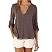 DRESHOW Women's Plus Size V-neck Front Button 3/4 Sleeve Chiffon Loose Blouse