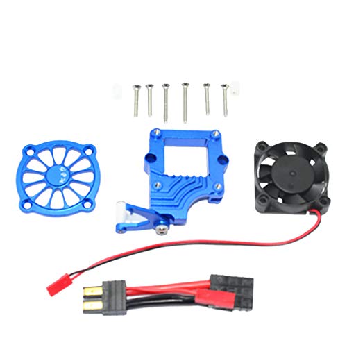 Hongxin RC CAR Spare,GPM Aluminum Alloy Motor Cooling Fan Easy Switch Set for Traxxas TRX-4 Racer (Blue)