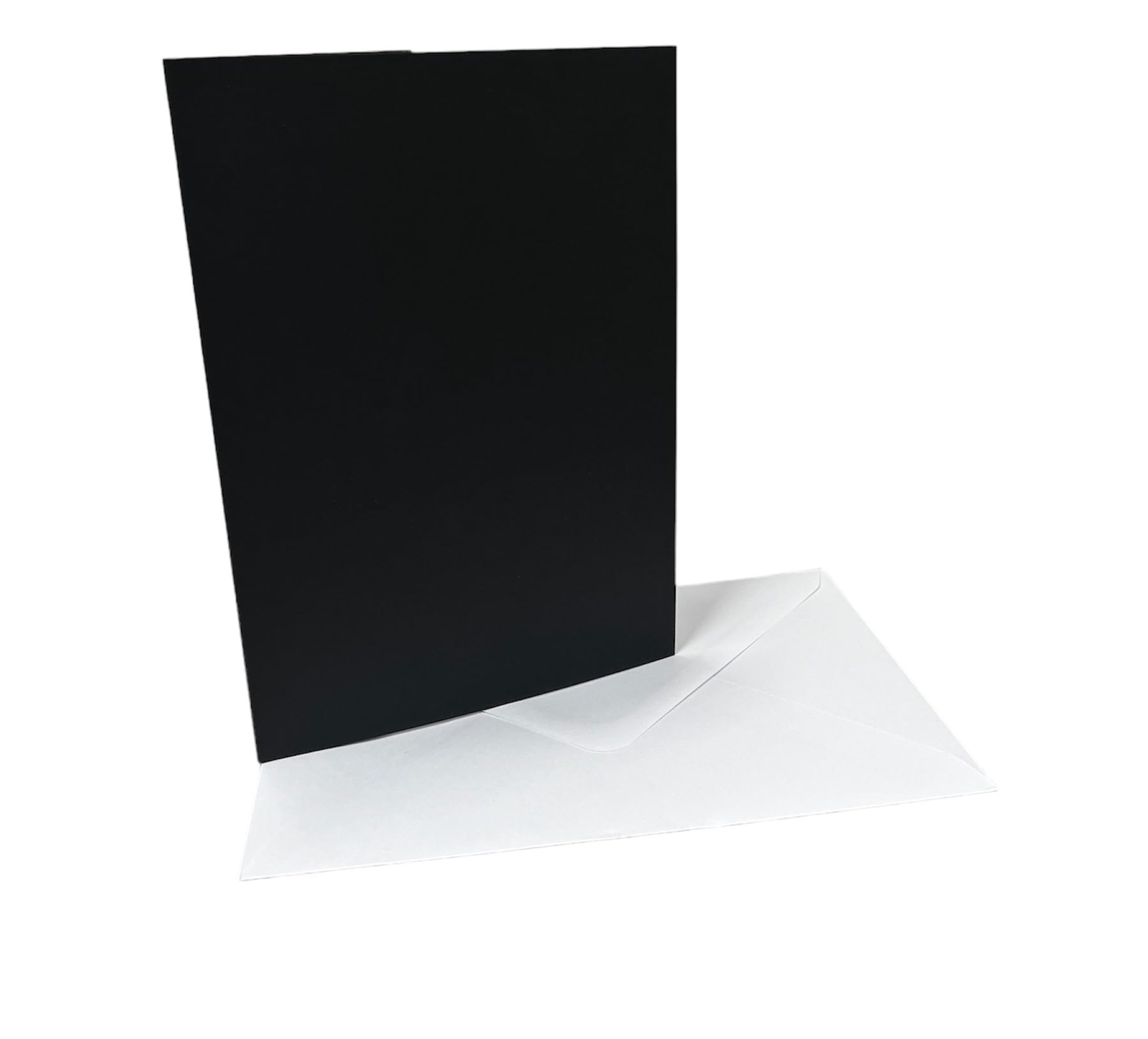 DJP 5x7 Black Blank Creased Card & White Gummed Envelopes - Pack of 40