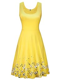 VotePretty Vestido sin mangas para mujer, verano, playa, casual, acampanado