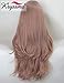 K'ryssma Ash Pink Lace Front Wig Ombre Long Wavy Synthetic Wigs 22 inches