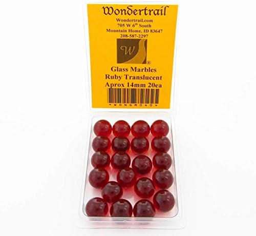 WONGM040 Ruby Translucent Marbels 14mm Glass Marbles Pack of 20